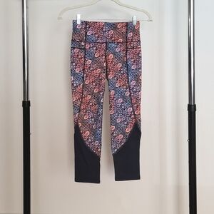 Athleta Pink and Blue Patterned Leggings Size XXS